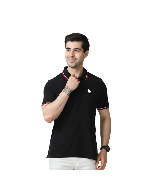 Marks & Spencer Polo T-shirt Black with Red & White Tipping